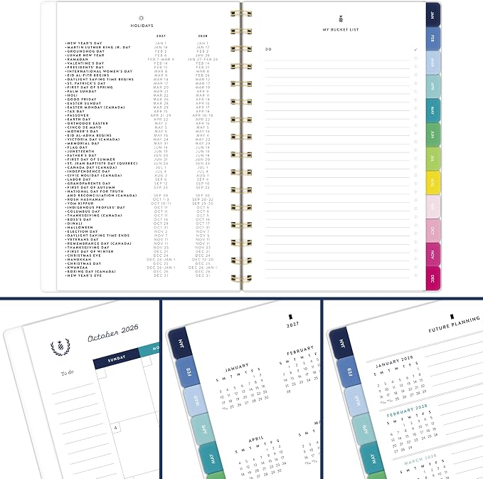 AT-A-GLANCE 2027 Planner, Simplified by Emily Ley, Weekly & Monthly, 5.5" x 8.5", Happy Stripe (EL57-200-27)