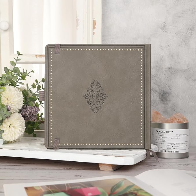 TIEFOSSI Dotted Journal Notebook, Dot Grid Notebook for Women Men, Hardcover PU Leather Journal, 160 GSM Thick Paper, 160 Numbered Pages with Gold Edges, 8 x 8 Square Diary
