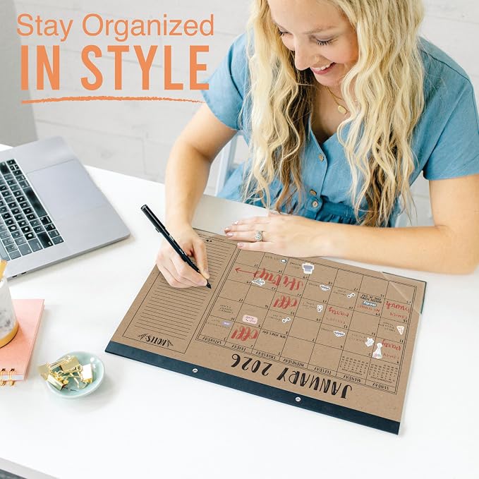 Hadley Designs Large Teacher Desk Calendar 2026-2027 - Desktop Calendar 2026, 18-Month Academic Desk Calendars for School, Home & Office, Cute Classroom Must Haves, Back to School Teacher Gifts
