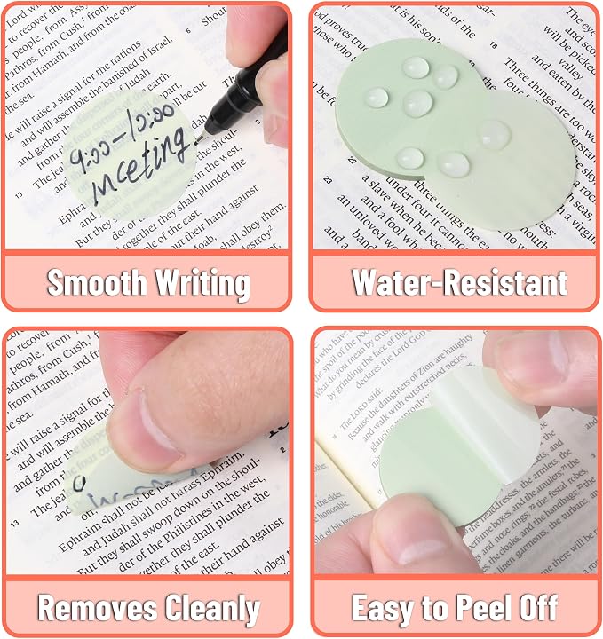Mr. Pen- Round Transparent Sticky Notes, 1.1” Diameter, 14 Pads, 560 Sheets | Colorful, Water-Resistant See-Through Sticky Notes & Fineliner, Smooth Writing, Note Tabs for Bible Journaling, Studying