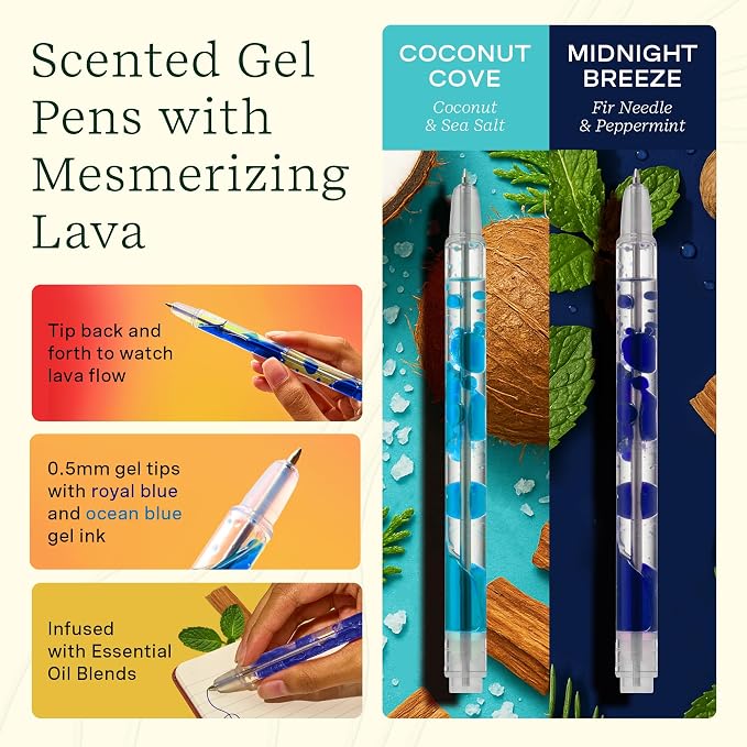 Lifelines Writing Wellness Gift Set - Aromatherapy & Sensory Immersion | Scented Writing Set Includes Finger Maze Sensory Journal, 3 Scented Stacking Highlighters & 2 Lava Gel Pens