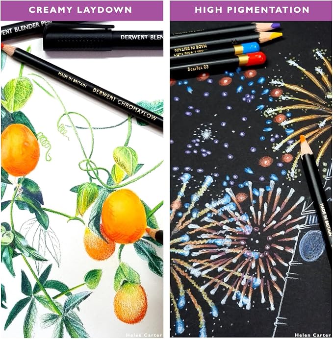 Derwent Chromaflow Colored Pencils Tin, Set of 48, Great for Holiday Gifts, 4mm Wide Core, Multicolor, Smooth Texture, Art Supplies for Drawing, Blending, Sketching, Professional Quality (2306013)