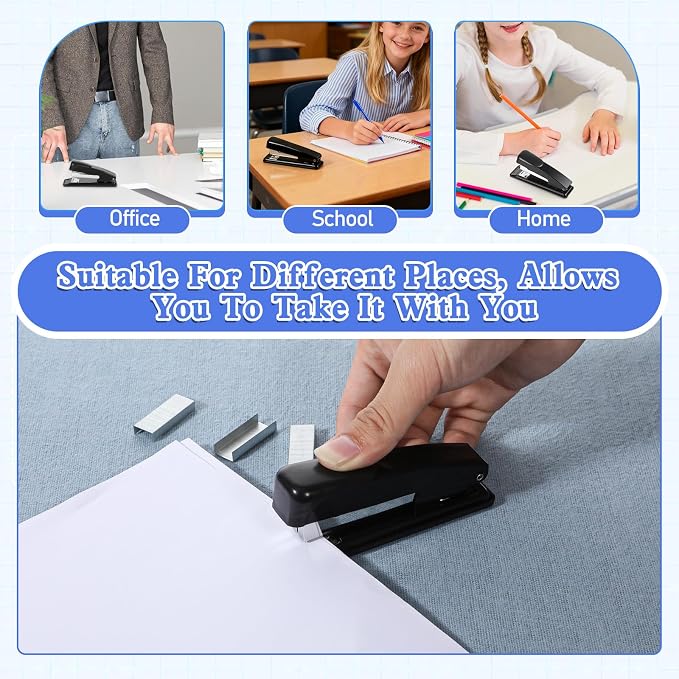 9 Pcs Desktop Stapler Bulk, Metal Desktop Staplers with 6000 Staples Heavy Duty Desk Staplers with 25 Sheet Capacity Office Stapler for Desk Tacking Office Supplies