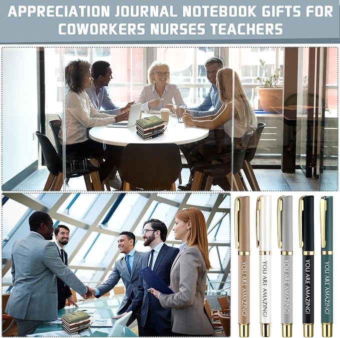 Kosiz 20 Pcs/10 Sets Employee Appreciation Gift Bulk A5 Leather Notebook Inspirational Journal Pen Thank You Gift for Men Women Coworker Teacher Office Back to School(Morandi Series,You Are Amazing)