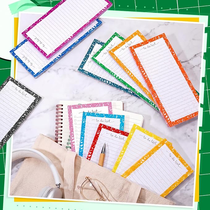 Censen 10 Pack 500 Sheets to Do List Notes Daily Checklist Notepad with 50 Sheets Undated Memo Pad Color Block Shopping List Weekly Plan Notepad Organizer Planners(Colorful,Marble)