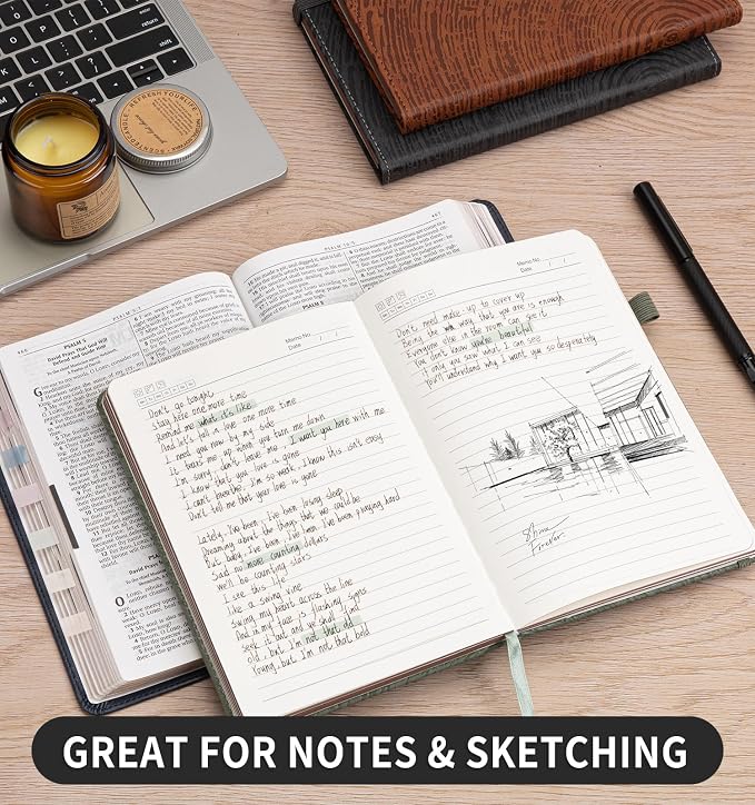 A5 Lined Journal Notebook for Women Men, Tree Ring Leather Journals for Writing, 200 Pages Thick Paper, Daily Journal Notebook for Work, School, Note Taking, Business, Travel, College Ruled