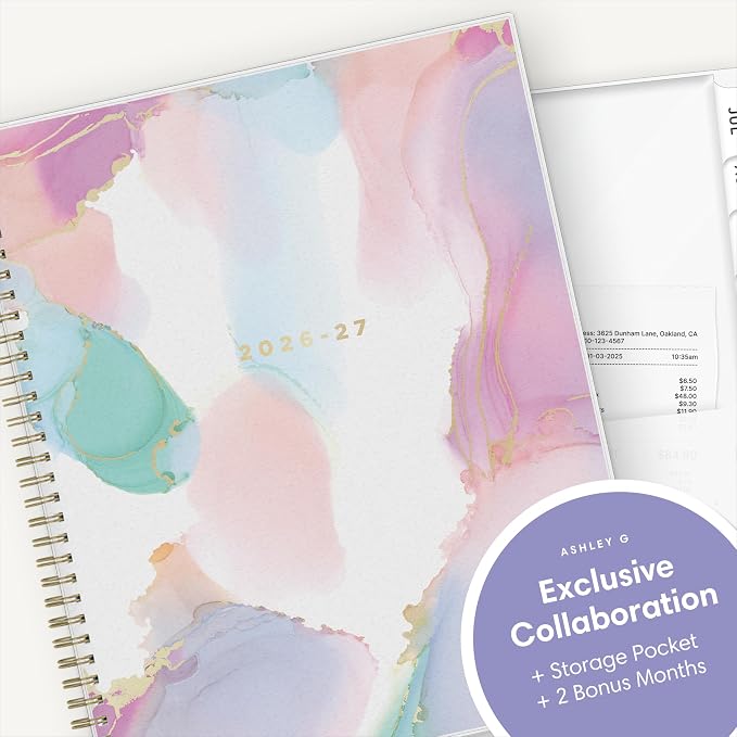 Blue Sky 2026-2027 Weekly & Monthly Academic Planner, 8.5"x11", Color Smoke | July 2026 - June 2027, Flexible Cover, Wirebound, Laminated Tabs, Storage Pocket, Stickers, Ashley G