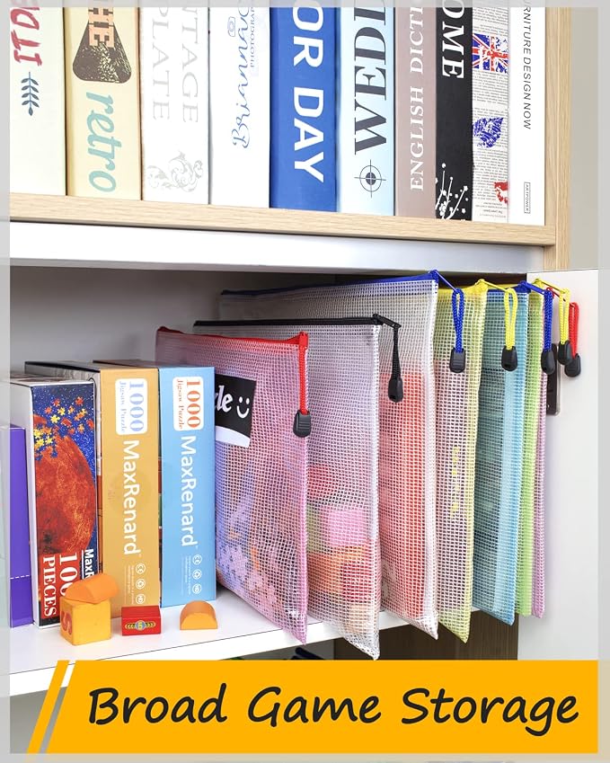 SUNEE Mesh Zipper Pouch 9.2x12.5 in (10 Colors, 30 Packs), Mesh Bags with Zipper for School Office Supplies, Puzzles & Games, Travel Accessories