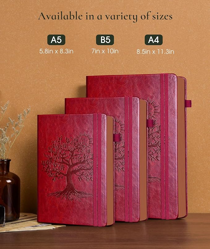 Vintage Leather Journal - 300 Page Lined Journal Notebook with Numbered Pages, A5 Notebook for Women Men,Travel Diary,Daily Journals for Writing, Note Taking, School & Work (5.8" x 8.3")