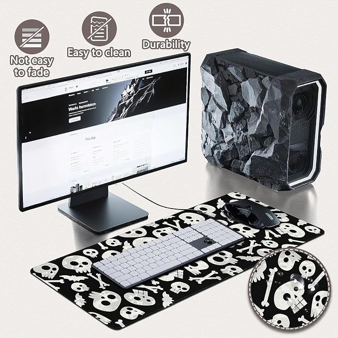 Gaming Mouse Pad - (31.5"×11.8") Skull Large Mouse Pads for Desk - Desk Mat for Keyboard and Mouse with Non-Slip Base, Desks Pad Matfor Game/Office & Home