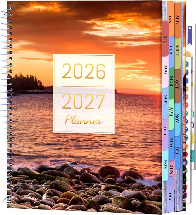 CAGIE Planner 2026-2027 18 Month July 2026-Dec 2027 Daily Calendar Weekly Monthly Hourly Planners Hardcover Large Yearly Agenda with Stickers Tabs for Women Work Mom, 8.5 x 11