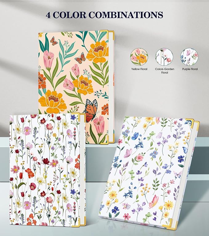 Lined Journal Notebook for Women, A5 Hardcover Leather Journaling Notebooks for Writing, 200 Pages Travel Journal, College Ruled Notebook for Work School, Note Taking 5.75'' X 8.38'' Yellow Floral