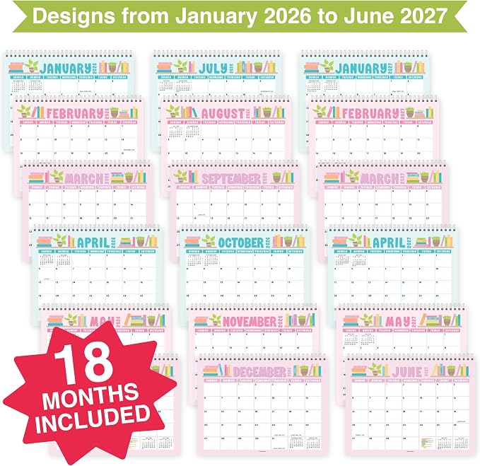 Small Desk Calendar 2026-2027 Standing Flip - 18-Month 2026 Desk Calendar Small for Home, Office & School, Standing Desks Calendars 2026-2027, Mini Desks Calendars, Back to School Teacher Gifts