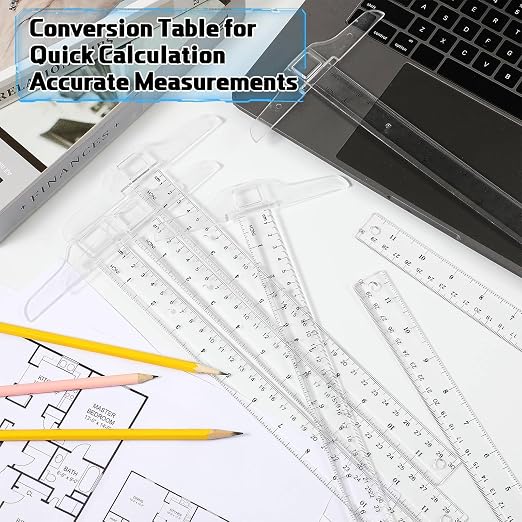 Pangda 8 Pcs 12 Inch T-Square Ruler Plastic Transparent T-Ruler for Drafting and General Layout Work