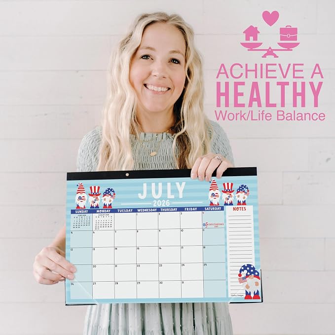 Hadley Designs Large Teacher Desk Calendar 2026-2027 - Desktop Calendar 2026, 18-Month Academic Desk Calendars for School, Home & Office, Cute Classroom Must Haves, Back to School Teacher Gifts