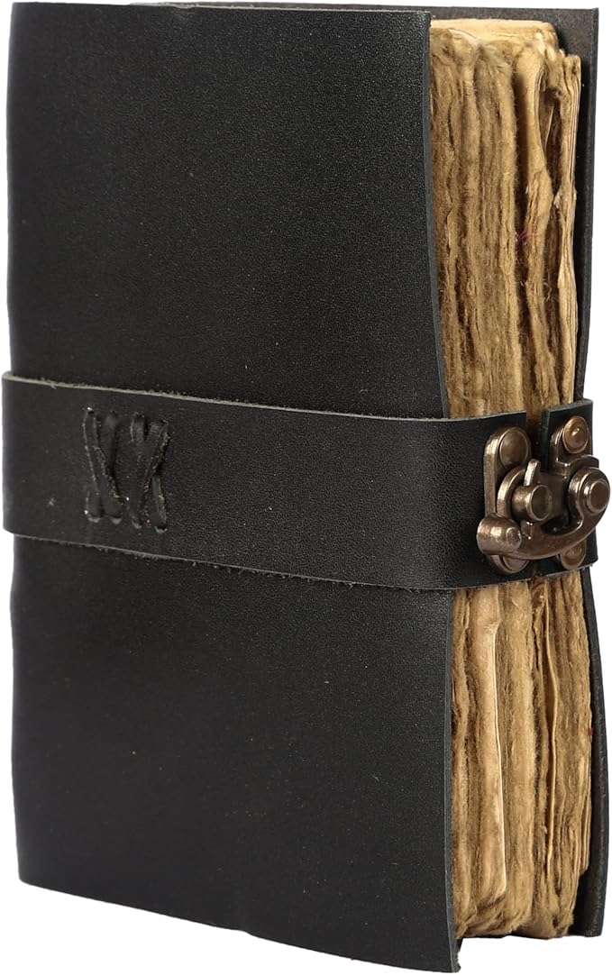 Vintage Leather Journal Handmade Buffalo Deckle Edge Paper – Leather Bound Journal for Women Men Vintage C-Lock Closure Ideal for Writing & Travel for Artists