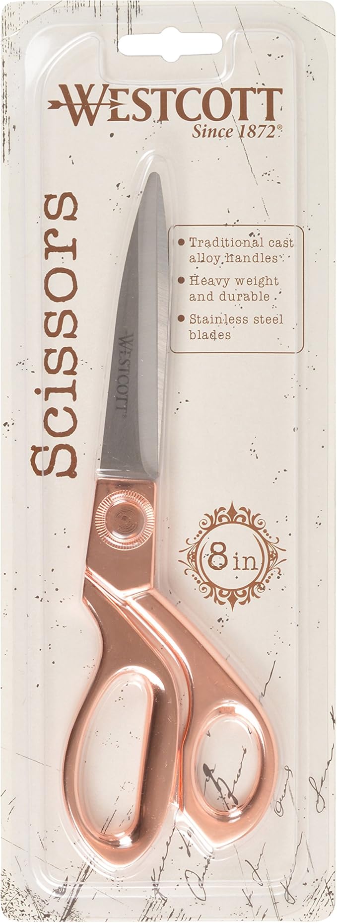 Westcott 16968 8-Inch Stainless Steel Rose Gold Scissors For Office and Home