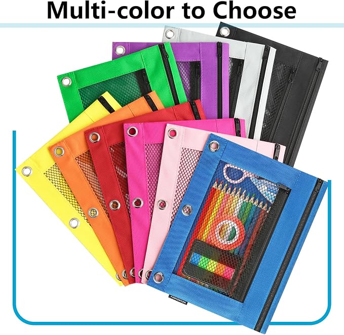 Forvencer Adorable Zipper Pencil Pouch, Cute Zipper Pouch for 3-ring Binders, Sturdy Binder Pouch with Smooth Zippers, Perfect for Students & Back to School, Portable Pencil Bag, Green