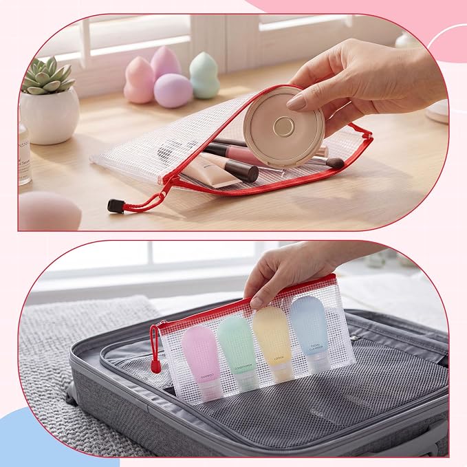 Zhehao 200 Pieces A6 Mesh Zipper Pouch Bulk Mesh Bags with Zipper Waterproof Small Pencil Pouches for Office Supplies Organization 9.4 x 4.5 Inches(Red)
