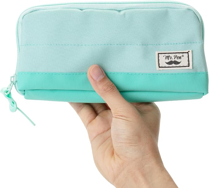 Mr. Pen- Wide-Opening Pencil Case, Triangle Design | Compact & Spacious Pencil Cases with 5 Mesh Pockets, Bag Pouch, Box Organizer for Students, School Supplies, Aesthetic Supply