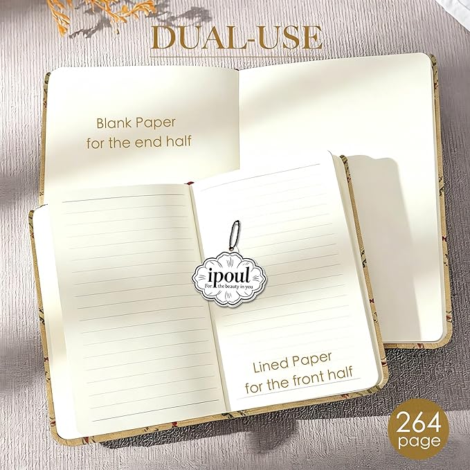 Floral Linen Notebook, Similar Embroidered, Small, 5x7, B6, Hardcover, Lay Flat, Lined & Unlined Sketchbook, Journal for Women,White