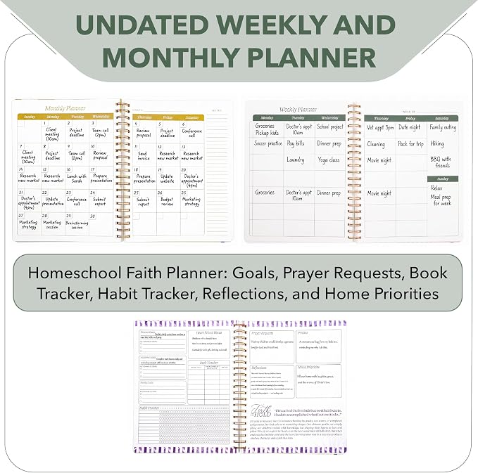 Mr. Pen- Homeschool Planner 8.5" x 11" | Designed in Partenership with Teach Them Diligently, Undated Weekly & Monthly Organizer, Spiral Bound