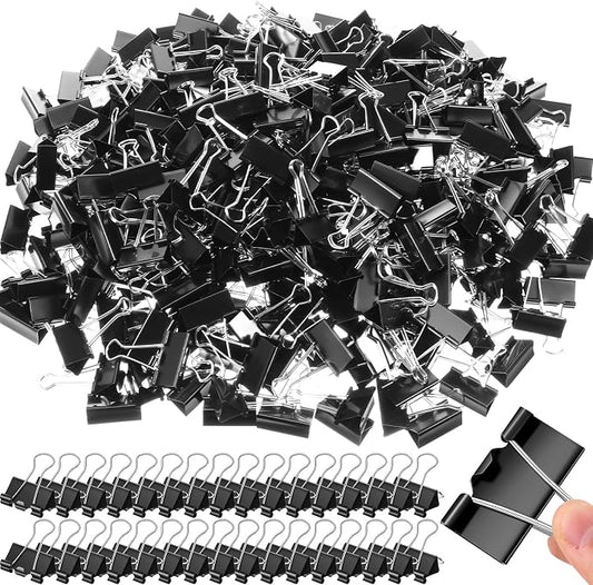Jetec 500 Pieces Binder Clips 1.6 Inch Medium Paper Clamps Metal Paper Clips for Teachers Students Girls Boys Classroom Business Office and School Office Supplies, Black