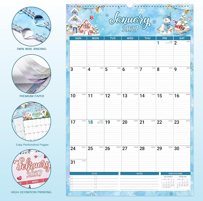 2027 wall calendar - 2027 Large Wall Calendar, Jan. 2027 - Dec. 2027, 15.4'' x 23'', Big Calendars 2027, 12-Month Paper Hanging Planner Wall with Julian Date for Office Home Planning & Organizing - 12 Different Themes