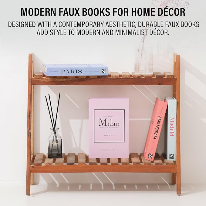 PROBENEX 4 Pcs Decorative Books | Faux Pastel Coffee Table & Shelf Decor | Soft Muted Look for Living Room, Office and Entryway - Not Real, Tool-Free 2-Min Setup