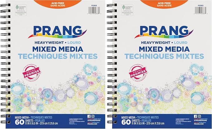 Prang (Formerly Art Street) Mixed Media Journal, Heavyweight, 8.5" x 11", 60 Sheets (Pack of 2)