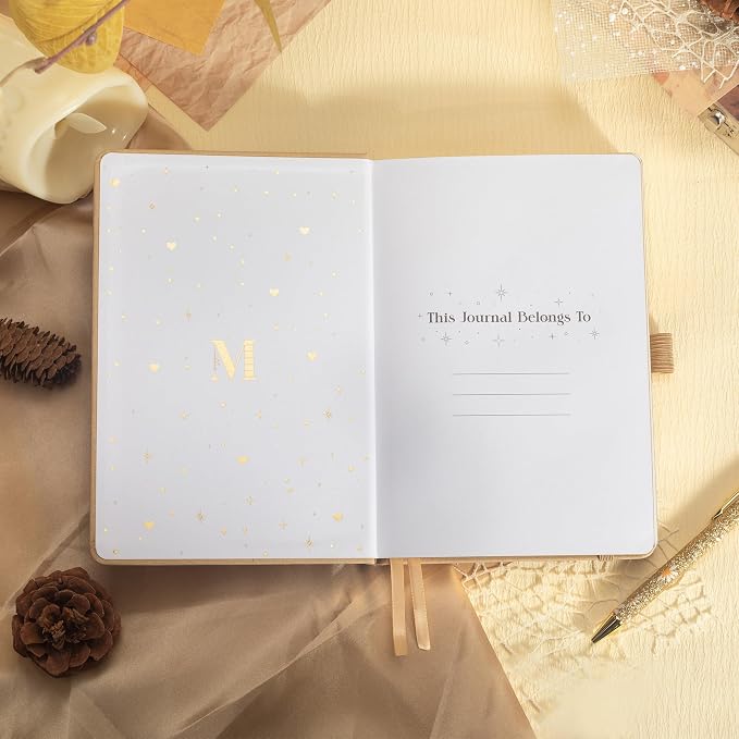 MGGAO Dotted Journal for Women Men, A5 Hardcover Dot Notebook | Aesthetic Notebook with 190 Numbered Pages, 160 GSM Thick Paper, Golden Edges, for Writing, Note Taking, Journaling