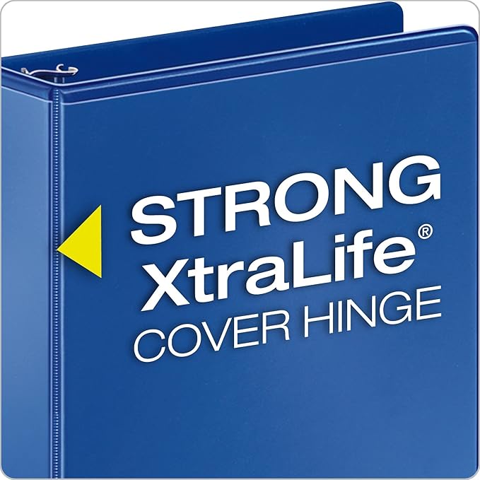 Cardinal Economy 3 Ring Binder, 1 Inch, Presentation View, Blue, Holds 225 Sheets, Nonstick, PVC Free, 4 Pack of Binders (79511)
