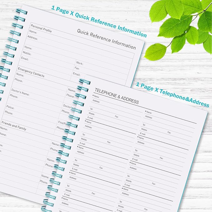 Daily Planner Undated, Asten To Do List Notebook Hourly Schedules Spiral Appointment Planner for Men and Women,PVC Hardcover,Elastic Closure, Inner Pocket 8.3" x 5.8" (Blue)