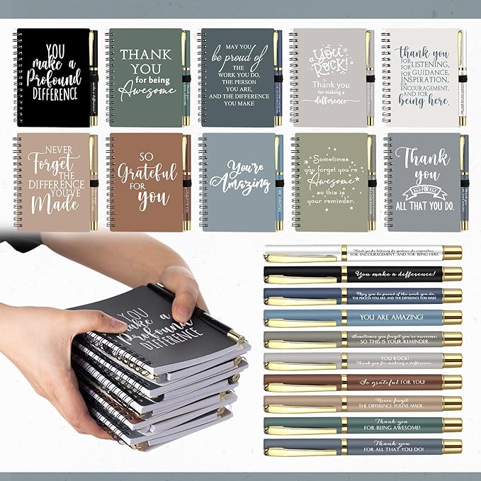 Tellingyou 60 Pcs/ 30 Set Team Appreciation Gifts for Employees Coworker A6 Notebook with Ballpoint Pens Thank You to Do List Notepad for Housekeeping Week Office Staff Teacher Back to School (Boho)
