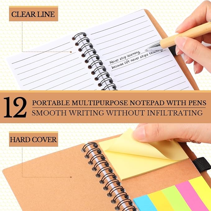 Jetec 12 Sets Inspirational Notebook Bulk Back to School Gifts Motivational Notebook with Pen and Sticky Notepad Employee Appreciation Gift for Teacher Student Coworker School Office (Difference Maker)