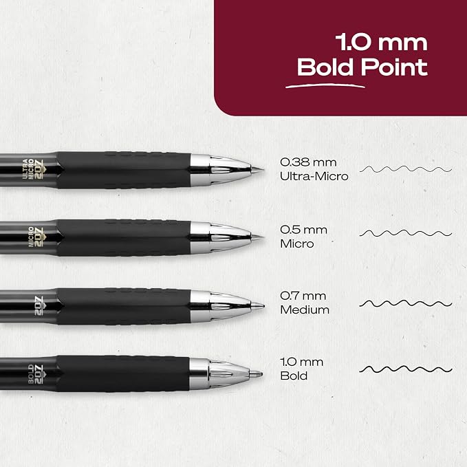 uniball™ 207 Gel Pens, Black Ink, 1.0mm Bold Point, Retractable, 12 Count, Smooth Writing, Fraud-Resistant, uni Super Ink™