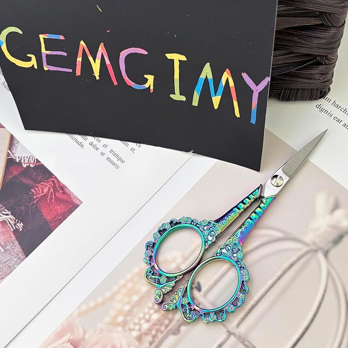 Small Sharp Embroidery Scissors, Precision Detail Sewing Shears | Detail Pointed Cutter for Thread, DIY Craft, Artwork, Needlework Yarn, Beauty Tool for Eyebrow Trimming, 4.6in Flower