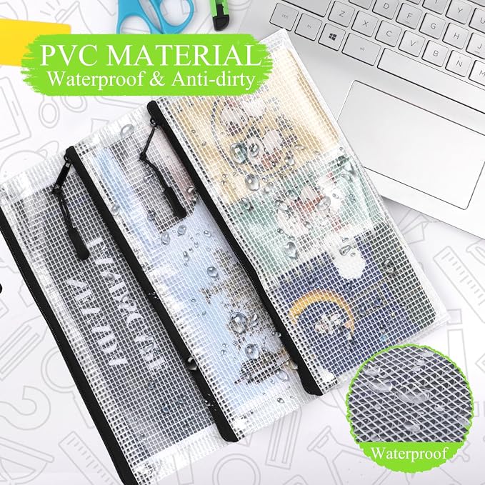 YOPCDJ 24 Pack Mesh Zipper Pouch Bags Small, Zipper Pencil Pouches, 9.2 x 4.7 in Clear Pencil Pouch Bulk, Pencil Bags with Zipper for Travel Storage, Black