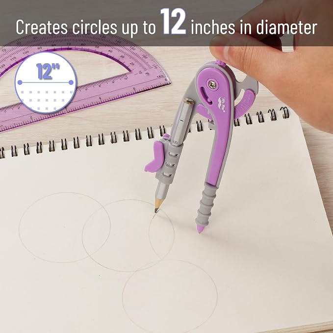 Mr. Pen- Geometry Compass and Protractor Set, 6 Inch Compass | 6 Inch Protractor, Drawing Tool for School, Clear Plastic, Easy Grip, Precision Design for Math, Art, Drafting, Architecture