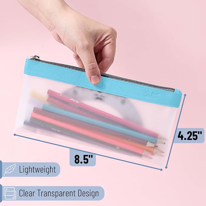 Mr. Pen- Clear Pencil Pouch, 8.50"x4.25", 6 Pack, Durable TPU Material | Medium Water-Resistant Pencil Bags with Smooth Zipper, Multipurpose Clear Pouch for Stationery, School, Office