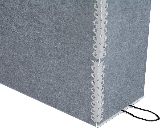 Lineco Archival Document Storage Box, Gray, 12.5" x 10.5" x 5" | Letter-Sized, Metal Edge, Acid-Free Boxboard Case, Includes 12 Folders, Organize Files, Prints, Photos