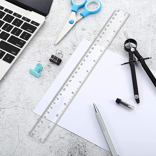 Viaky 12 Inch Clear Plastic Rulers,2 Pack,30CM Straight Ruler | Measuring Ruler with Inches&Centimeters, Easy to Read Markings, Scratch-Resistant Design, for Office,Back to School Supplies