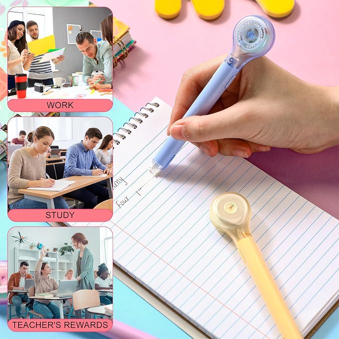 Gersoniel 25 Pack Correction Tape Pen Correctional Ink Tape Push Pull Protective, Easy to Use Applicator for School Office Supplies, 0.2 x 236 Inch (Macaron Color)