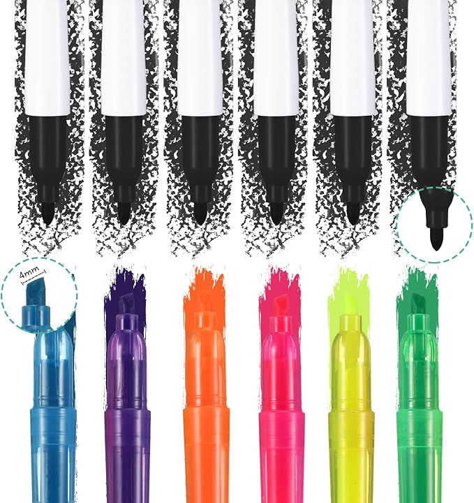 Chinco 30 Pcs Retractable Shuttle Pen Clip with Mini Highlighter Nurse Badge Pen Neon Marker LED Keychain Ring Clip