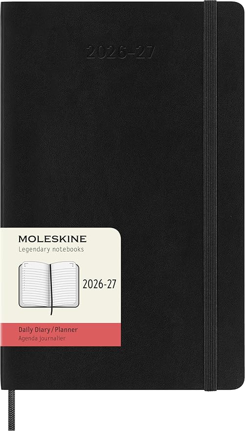 Moleskine Classic 18 Month 2026-2027 Daily Planner, Soft Cover, Large (5" x 8.25"), Black, 608 pages