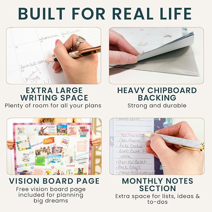 bloom daily planners Desk Calendar 2026-2027 - Academic Year Large Wall Calendar (July 2026 - July 2027) - 21” x 16” Desktop & Hanging Monthly Planner with Stickers for Home or Office - Holiday Icons