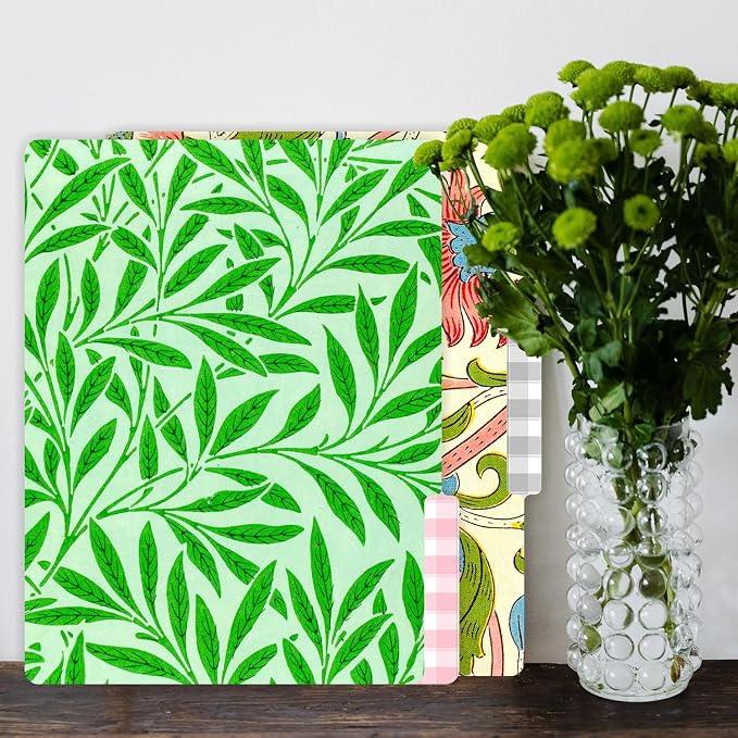 PARTH IMPEX 12 Pack William Morris Decorative File Folders, Letter Size | with Assorted Positions, 1/3 Cut Tab Paper Holders (9.75” x 11.75”) Matte Finish Laminated for Office School Work