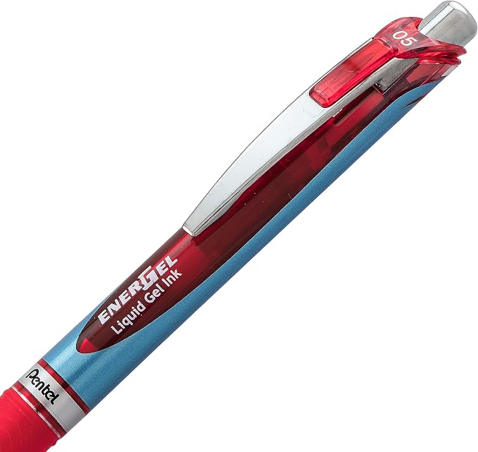 Pentel® EnerGel® RTX Retractable Liquid Gel Pens, Fine Point, 0.5mm, 54% Recycled, Assorted Barrel Colors, Red Ink, Pack Of 6 Pans