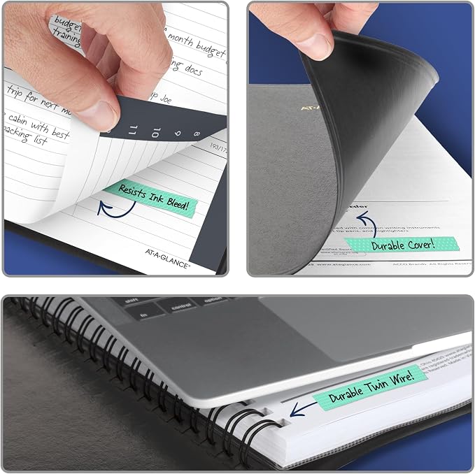 AT-A-GLANCE Planner 2026-2027 Weekly Academic 14-Month July-August Hourly Appointment Book, 5" x 8", Black (7010105)