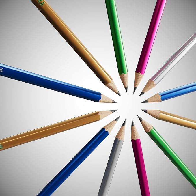 Ticonderoga Wooden Pencils, Pre-Sharpened, #2 HB Soft, Metallic Colors, 18 Count